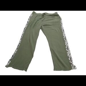 Fourteenth Place Womens Green Lagenlook Pull On Pants Size Large Geometric Print